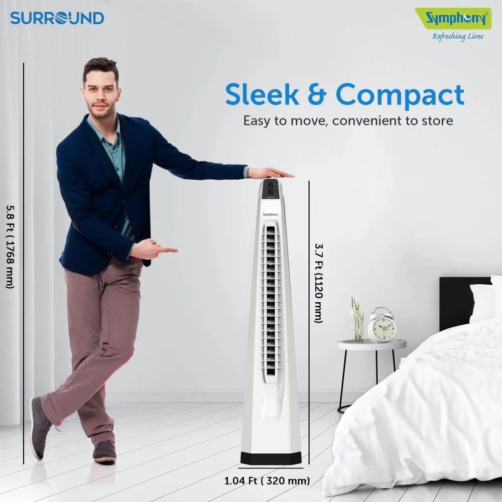 Surround Bladeless Tower Fan with Knob Control