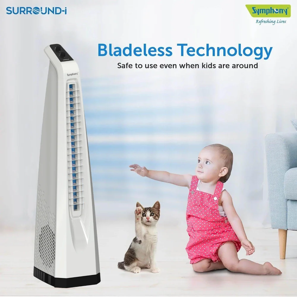 Surround Bladeless Tower Fan with Knob Control