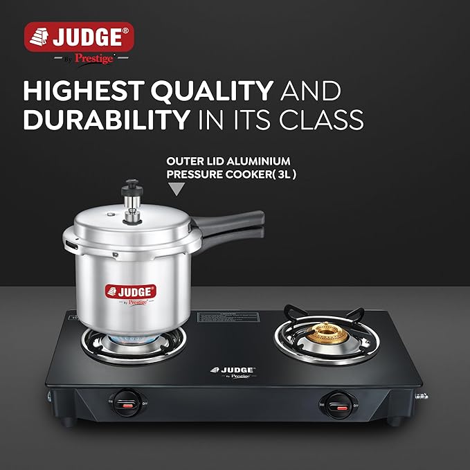 Judge by Prestige 3L Basic Pressure Cooker (Outer Lid, Aluminium)|Sturdy Handles |Gasket Release System