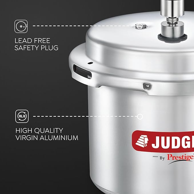 Judge by Prestige 3L Basic Pressure Cooker (Outer Lid, Aluminium)|Sturdy Handles |Gasket Release System
