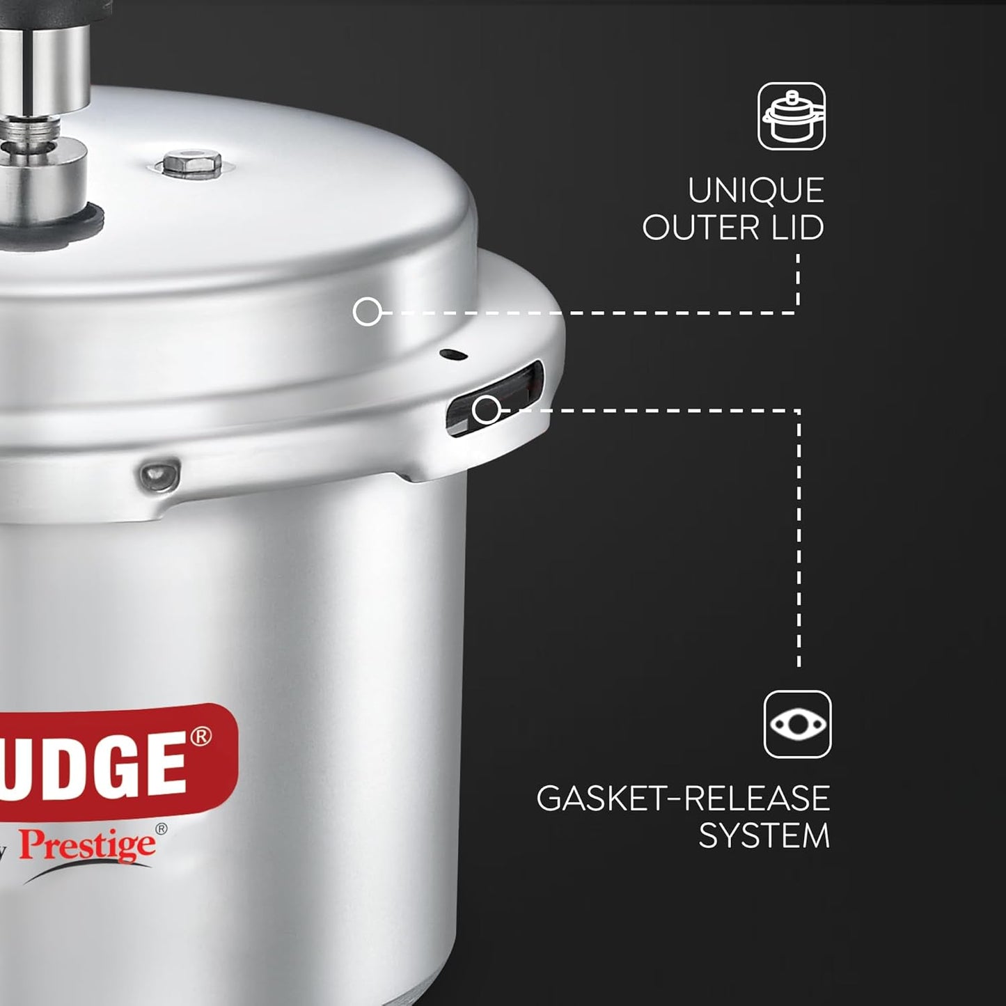Judge by Prestige 3L Basic Pressure Cooker (Outer Lid, Aluminium)|Sturdy Handles |Gasket Release System