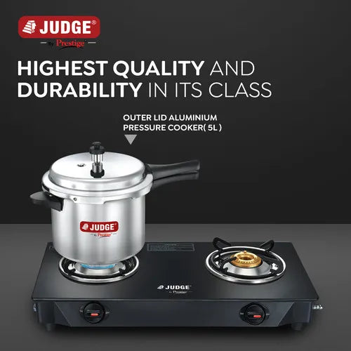 Judge by Prestige 5L Basic Pressure Cooker (Outer Lid, Aluminium)|Sturdy Handles |Gasket Release System