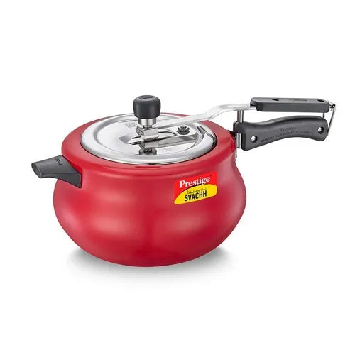 Prestige Nakshatra Duo Plus Svachh Aluminium Spillage Control Pressure Cooker, (Red)