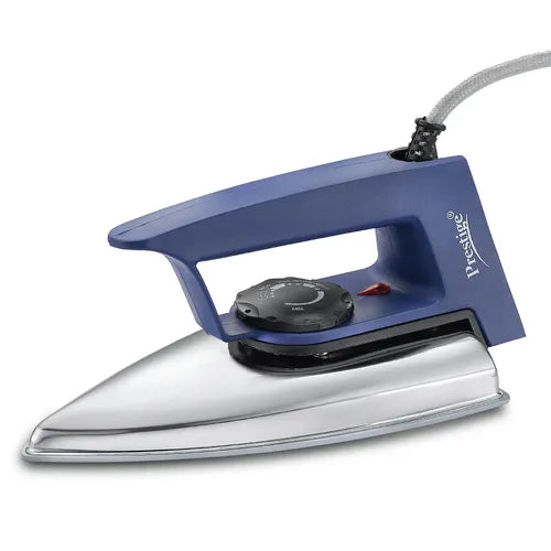 Prestige Magic Cruise 600W Dry Iron |Greblon Non-Stick Coated Sole Plate |Wide Range Of Fabric Interface |Light Weight |Neon Indicator Light|2 Year Warranty |Blue & Silver