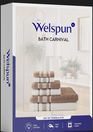WELSPUN BATH CARNIVAL TOWELS (BT/HT/FT) (SET OF 6)