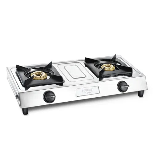 Judge by Prestige 2 Burner Aura Stainless Steel Gas Stove (JAG 06) | High-efficiency Brass Burners | Spill Proof Design | 2 years Warranty