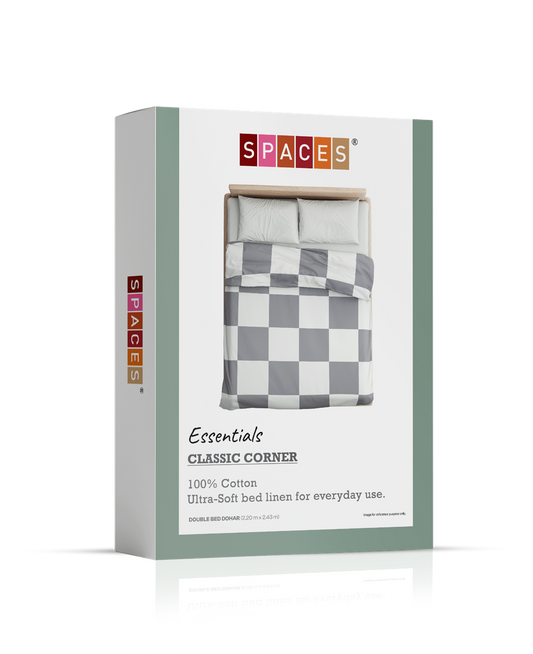 SPACES ESSENTIAL CLASSIC CORNER DOUBLE BED QUILT