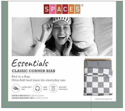 SPACES ESSENTIALS CLASSIC CORNER BED IN A BAG