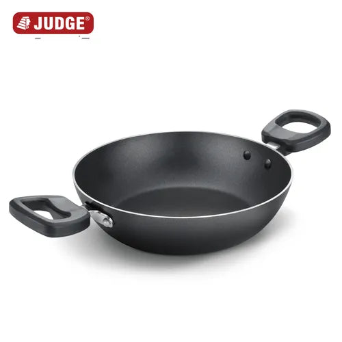 Judge by Prestige Everyday Non-Stick Kadhai | Low Oil Cooking | Easy to Clean | Cool Touch Handles