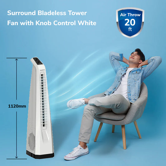 Surround Bladeless Tower Fan with Knob Control