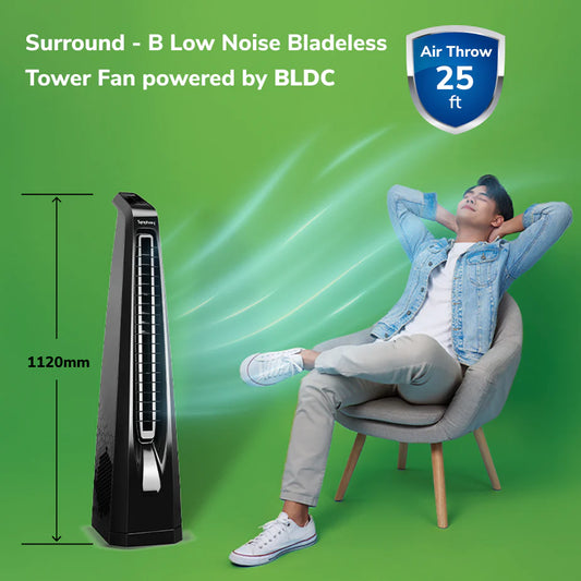 Surround - B Low Noise Bladeless Tower Fan powered by BLDC