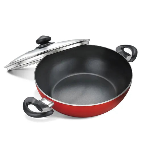 Judge by Prestige Deluxe Non-Stick Kadai with Glass Lid | 3 Layers Coating | Gas & Induction Compatible |Metal Spoon Friendly