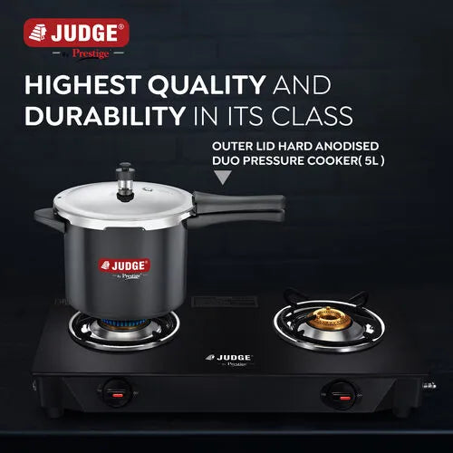 Judge by Prestige 5L Vista Hard Anodised DUO Pressure Cooker (Outer Lid)|Sturdy Handles |Gas & Induction Compatible | Gasket Release System
